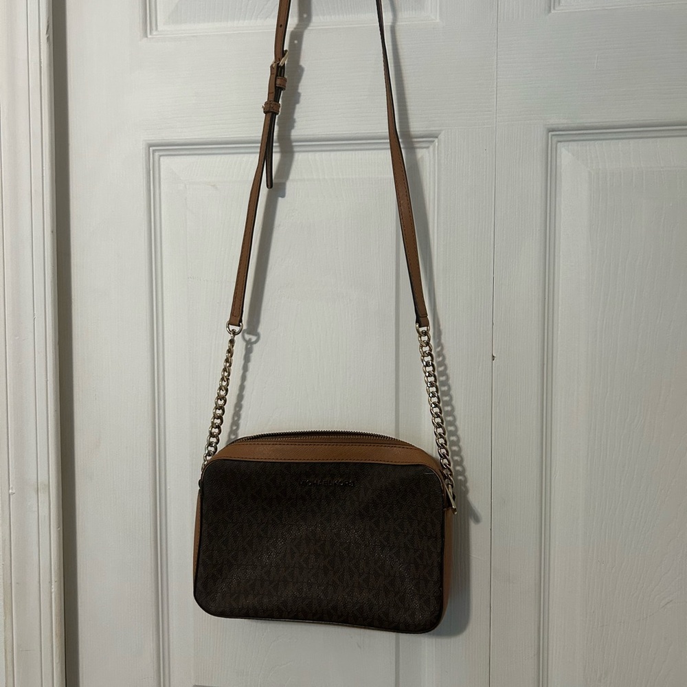 Michael Kors Brown and Tan Crossbody Bag